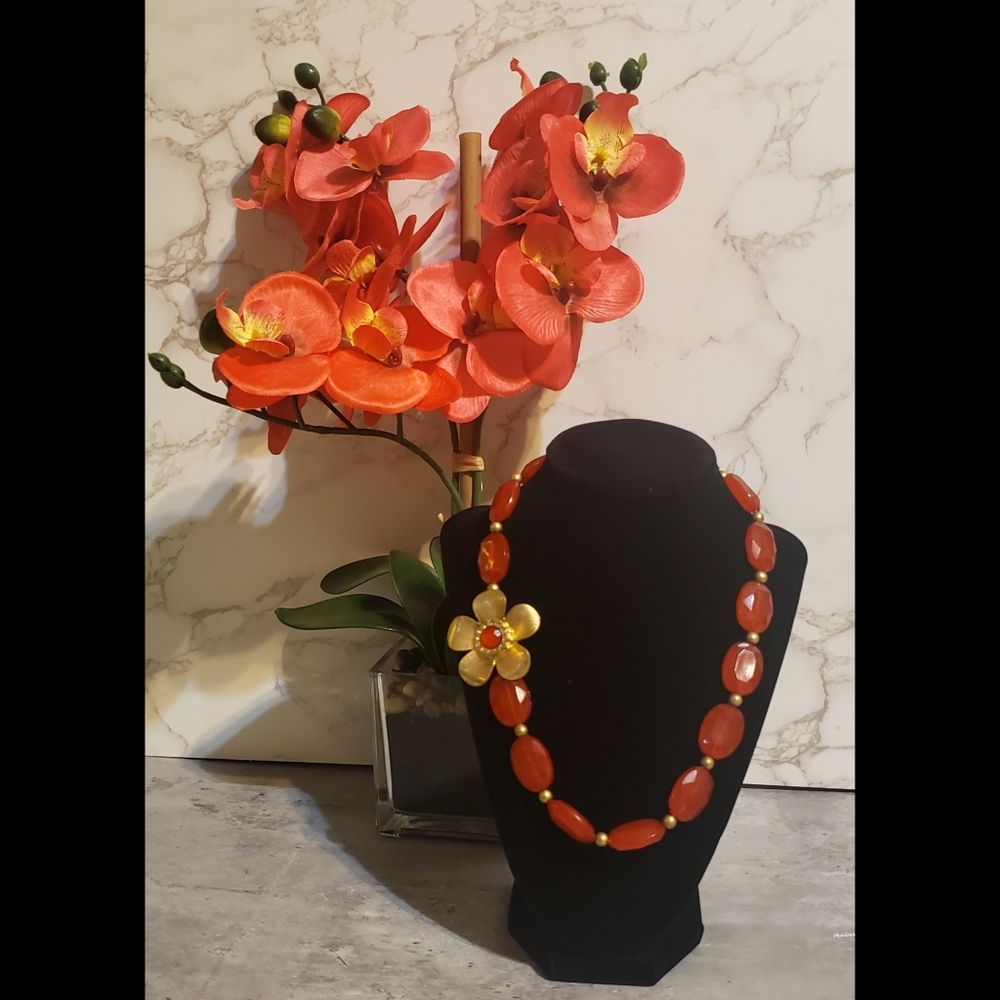 Orange Flower Fashion Necklace